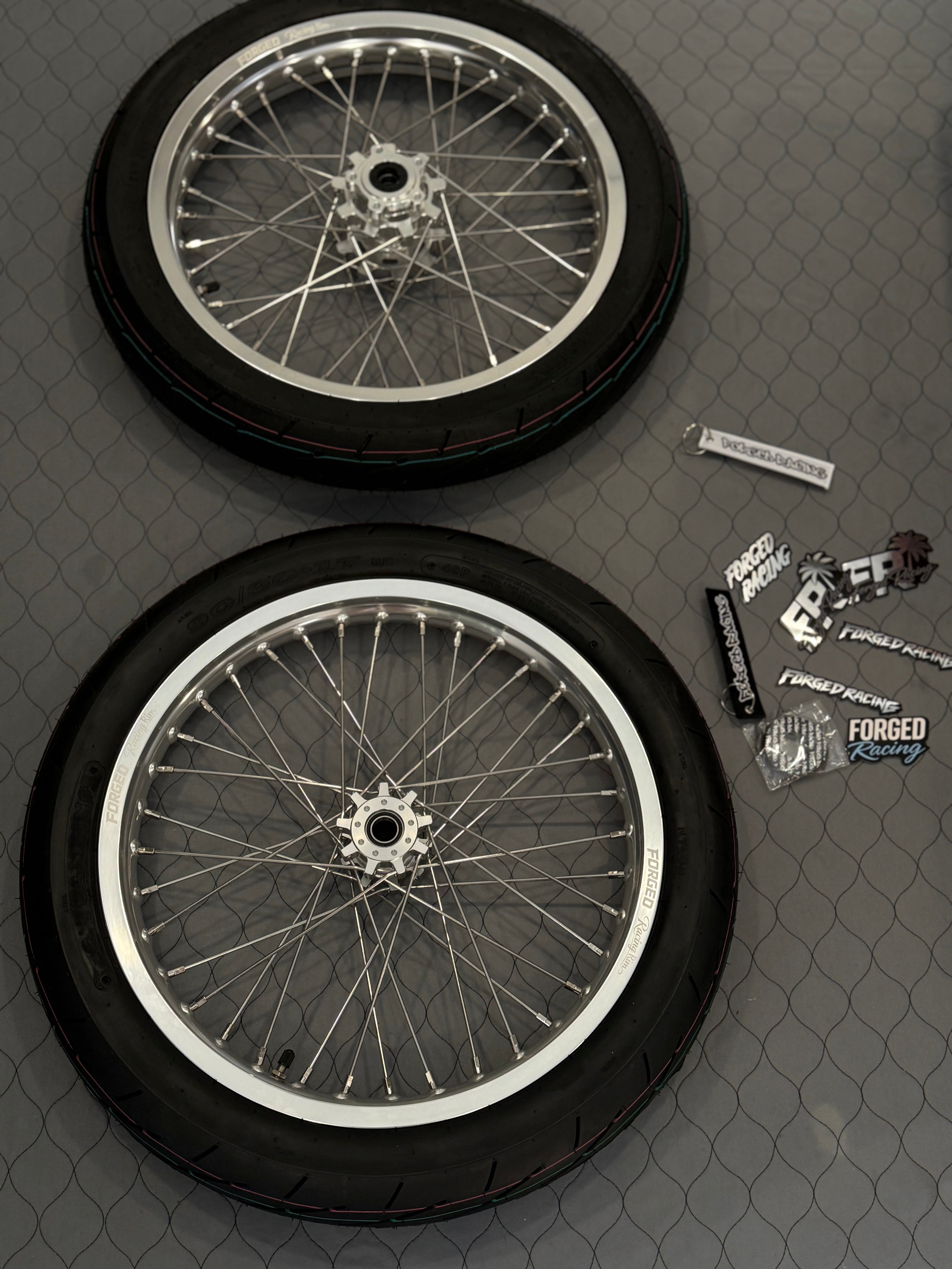 Talaria XXX / MX4, MX3, Sting - Supermoto Wheelset (Thick/Wide) - Chrome Silver